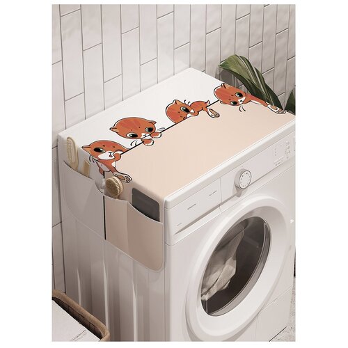 фото Органайзер для хранения "приключения котиков" на стиральную машину, 45x120 см ambesonne