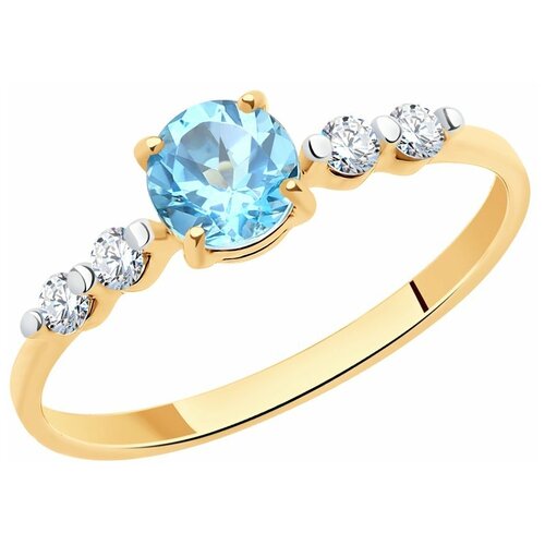 фото Sokolov кольцо из золота с родированием с топазом и фианитами 716213, размер 17