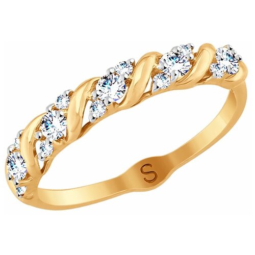 фото Sokolov кольцо из золота с фианитами 017852, размер 17