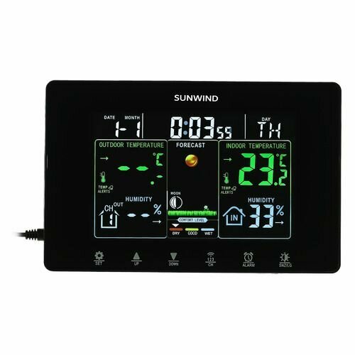 Погодная станция SunWind SW-WSH160-COLOR черный 239500₽