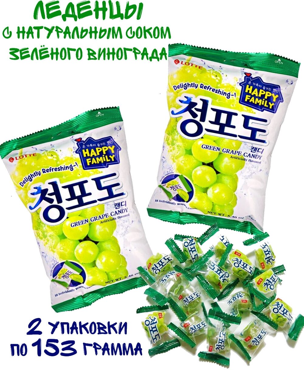 Карамель леденцовая GREEN GRAPE CANDY, 2 упаковки