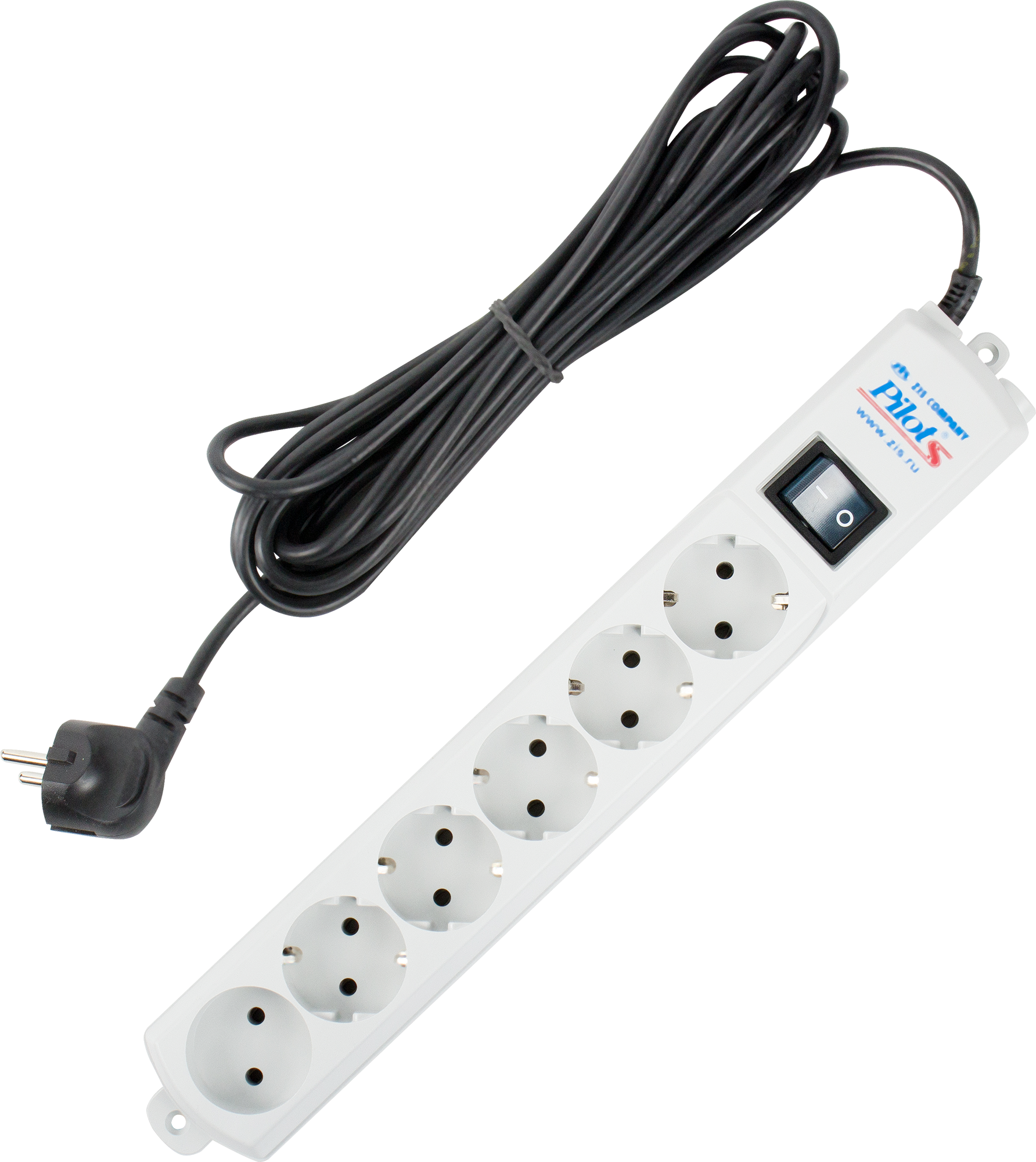 Сетевой фильтр Pilot S 5 розеток с заземлением 1 розетка без заземления 5 м 2200 Вт цвет серый