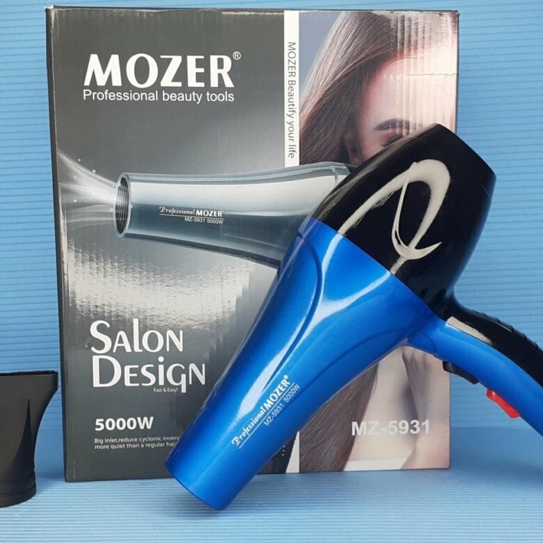 Фен для укладки волос Mozer MZ-5931/2 скорости/2 режима нагрева/шнур 2.5метров/мощность 5000 Вт