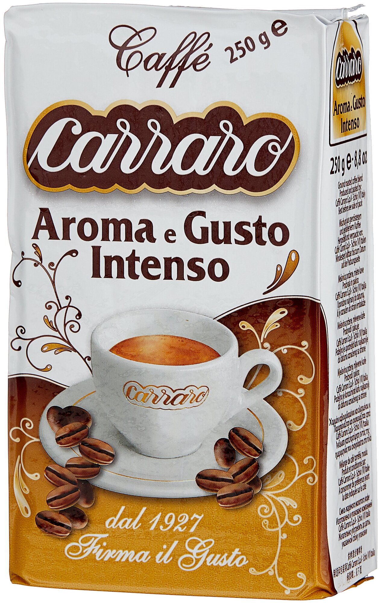 Кофе молотый Carraro Aroma&Gusto intenso вакуум, 250 гр