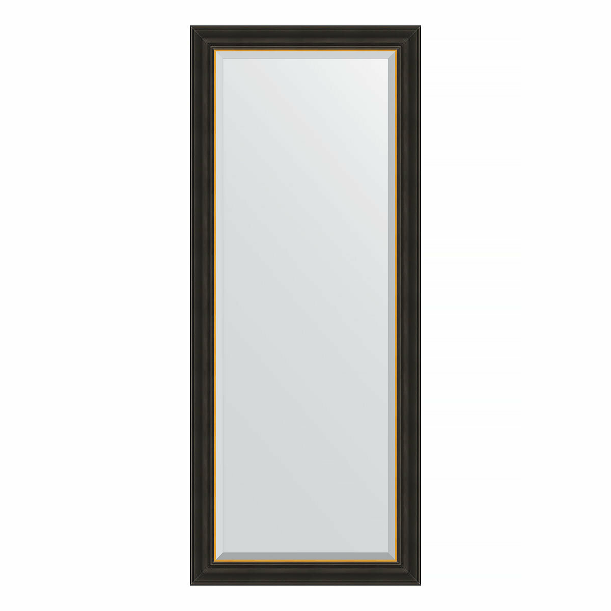 Зеркало настенное с фацетом EVOFORM в багетной раме чёрное дерево с золотом, 64х154 см, для гостиной, прихожей, спальни и ванной комнаты, BY 3930 - фото №1