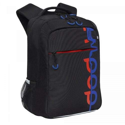 Школьный рюкзак GRIZZLY RB-356-4 черный-синий, 39x26x19 рюкзак школьный grizzly rb 356 5 черный красный