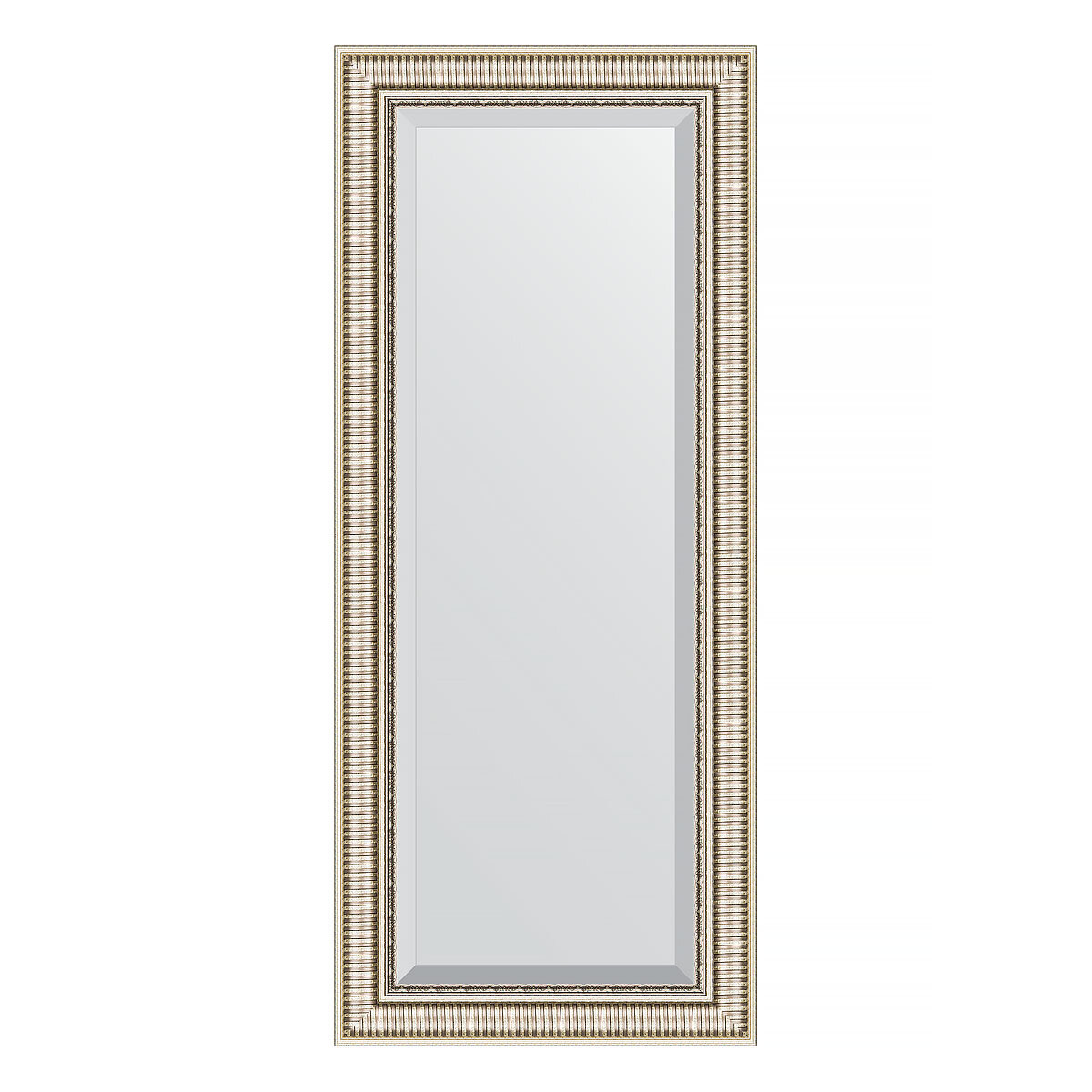 Зеркало настенное с фацетом EVOFORM в багетной раме серебряный акведук, 62х147 см, для гостиной, прихожей, спальни и ванной комнаты, BY 1268