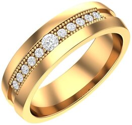 Золотое кольцо обручальное с бесцветными фианитами, ширина 5 мм 1000015-00770 POKROVSKY