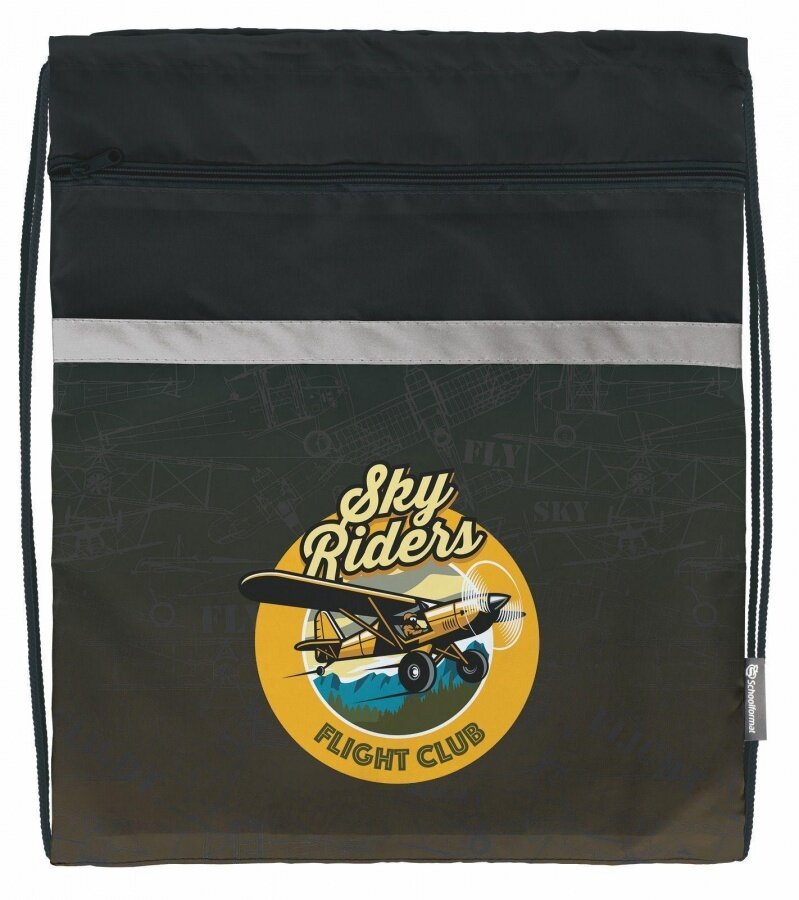 Мешок для обуви 1 отделение schoolформат Sky Rider, 49х41см, для мальчиков, большой, с карманом