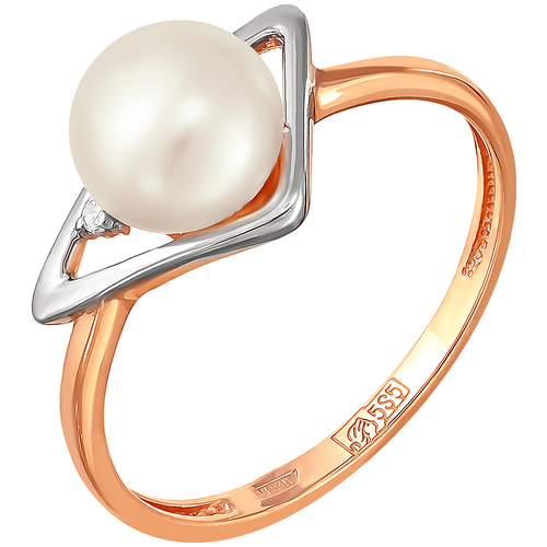 фото Примаэксклюзив кольцо с 1 жемчугом из красного золота 190-1-835р, размер 16