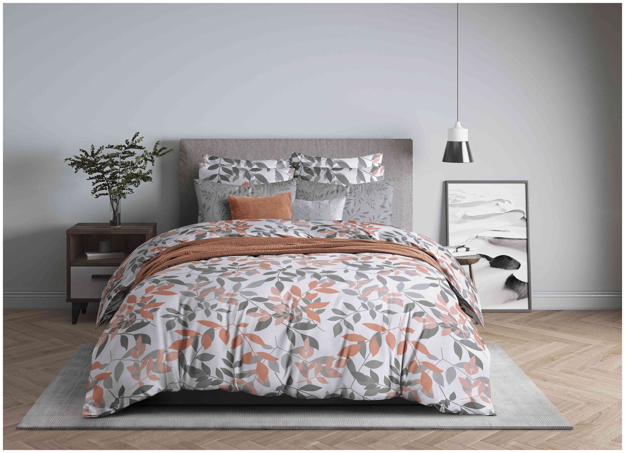 Комплект постельного белья Guten Morgen Ashtree Leaves 991, 1.5-спальное, бязь, коричневый