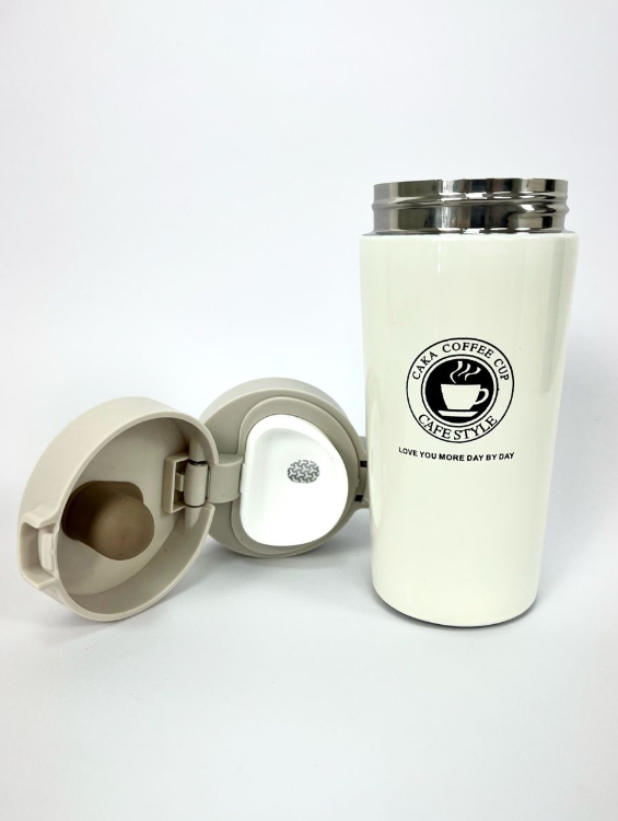 Термокружка металлическая, термостакан для чая и кофе, белая - фотография № 5