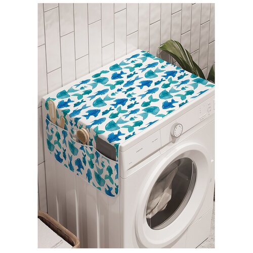 фото Органайзер для хранения "крашенные морские обитатели" на стиральную машину, 45x120 см ambesonne