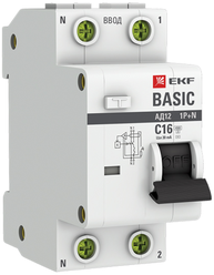 Выключатель автоматический дифференциальный АД-12 1п+N 16А C 30мА тип АС Basic (электронный). DA12-16-30-bas EKF