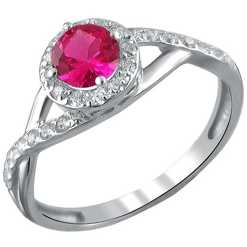 фото Эстет кольцо с корундом и фианитами из серебра 01к258520-3, размер 16.5