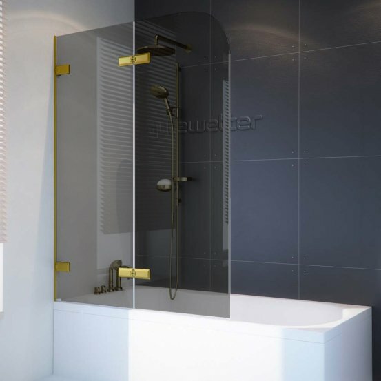 Шторка на ванну GWMPTRPL862B-66 105x160 см, профиль золотой металлик, цвет стекла графитовый, стекло закаленное 6 мм
