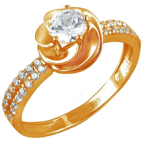 фото Эстет кольцо с 33 фианитами из серебра с позолотой 01к1511421а, размер 17.5