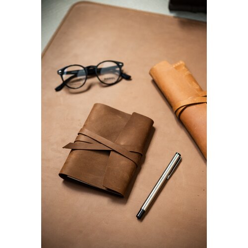 Ежедневник кожаный FILIN GOODS А6 на кольцах со сменным блоком светло-коричневый