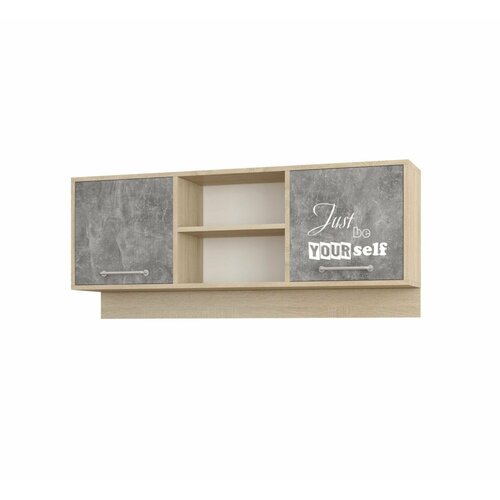 Спальня Колибри Лофт навесная секция дуб сонома-ателье светлоеакрил белый 4676₽