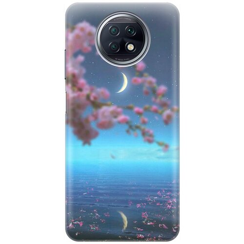 фото Ультратонкий силиконовый чехол-накладка для xiaomi redmi note 9t с принтом "месяц и сакура" gosso