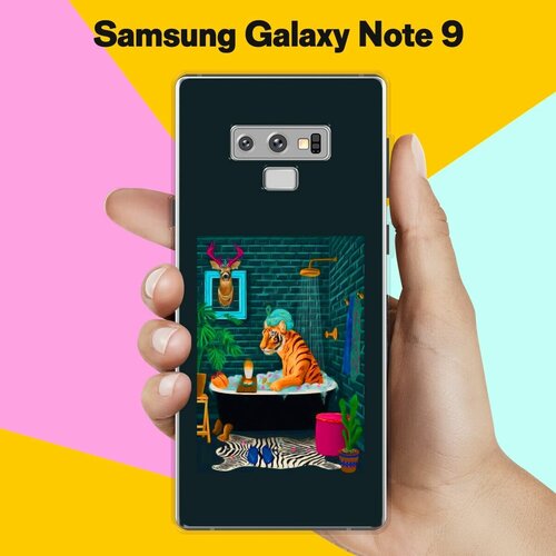 Силиконовый чехол на Samsung Galaxy Note 9 Тигр в ванной / для Самсунг Галакси Ноут 9 силиконовый чехол на samsung galaxy note 9 елка мопс для самсунг галакси ноут 9