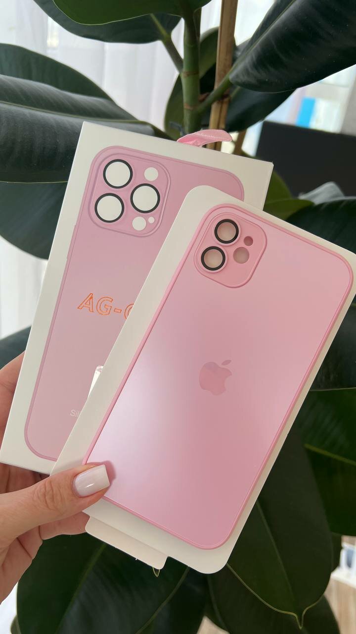 (AG) Чехол матовый IPhone 11 розовый с защитой на линзах / AG-Glass IPhone 11 pink