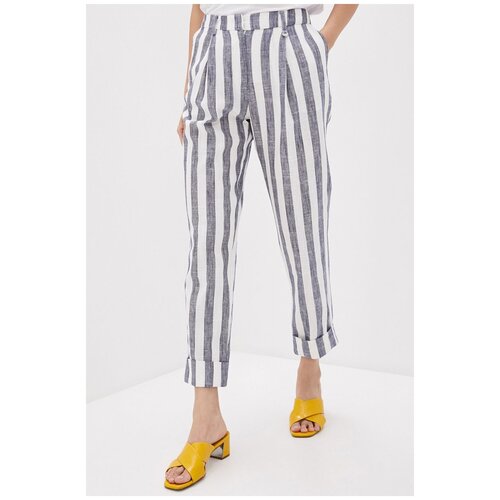 фото Брюки baon, размер xl/50, milk-dark navy striped