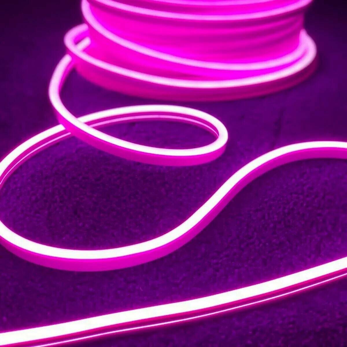 Неоновая светодиодная лента DLED 5м, 5х12мм, 220В, 120 LED/m, IP 67, гибкий неон, розовый - фотография № 6