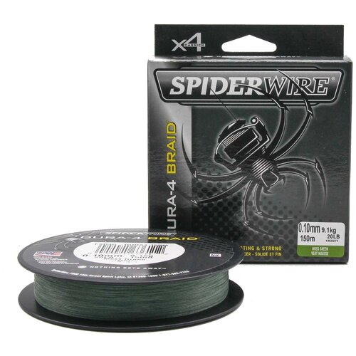 фото "плетеная леска spiderwire dura4 braid темно-зеленая 150m 0,10mm/9,1kg-20lb mgrn"