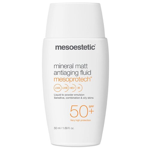 Солнцезащитный матовый anti-age флюид SPF50+/Mesoprotech mineral matt antiaging fluid, 50 мл, Mesoestetic