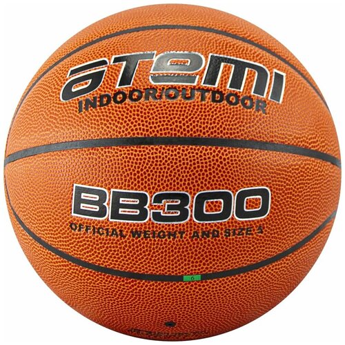 фото Мяч баскетбольный atemi, р. 5, синтетическая кожа пвх, 8 панелей, bb300, окруж 68-71, клееный