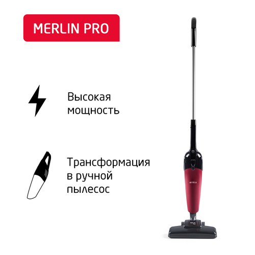 пылесос arnica merlin pro розовый Вертикальный пылесос 2 в 1 Arnica Merlin Pro ET13210, 1000 Вт, шнур 5м, черно-красный