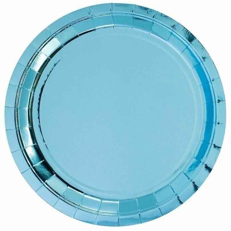 Одноразовая посуда для праздника, Весёлая затея, Тарелка фольг голубая 23см 6шт