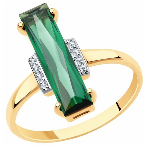 фото Sokolov кольцо из золота с ситалом синтетическим и фианитами 715965, размер 18.5