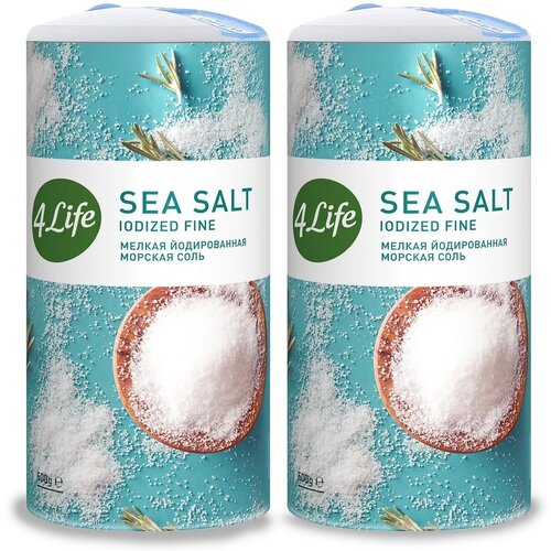 Соль 4LIFE морская мелкая йодированная (туба) 500 г * 2 шт
