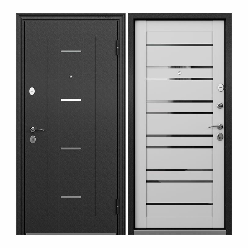 Дверь входная Torex для квартиры металлическая Flat-S 950х2050 правый, тепло-шумоизоляция антикоррозийная защита замки 4-го и 2-го класса,черный/белый - фотография № 1