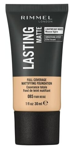 Rimmel Тональный мусс Lasting Matte Foundation, 30 мл, оттенок: 085 Fair Beige