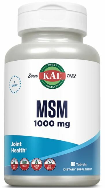 KAL MSM 1000 mg (МСМ 1000 мг Метилсульфонилметан) 80 таблеток (KAL)