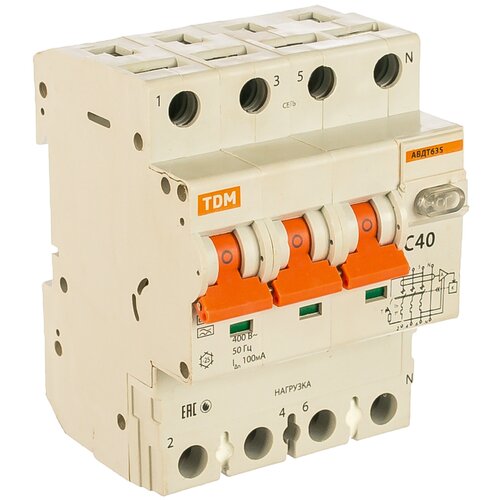 Автоматический выключатель дифференциального тока селективного типа TDM АВДТ 63S 4P C40 100мА SQ0202-0046 15740048 tdm авдт 63 4p c25 30ма sq0202 0018