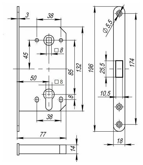 TWICE M1885 AB, защелка магнитная для раздвижной системы TWICE, цвет - бронза - фотография № 6