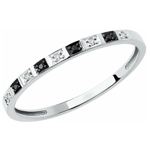 фото Sokolov кольцо из белого золота с бесцветными и чёрными бриллиантами 7010053, размер 16.5