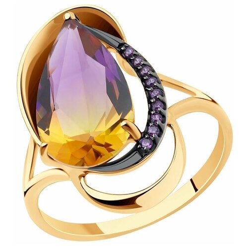 фото Sokolov кольцо из золота с ситалом синтетическим и фианитами 716000, размер 18.5