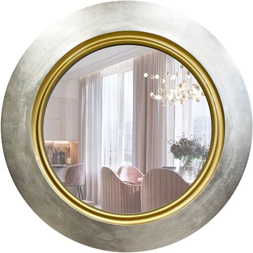 Зеркало Elegant, круглое, Д 75 см, серебро + золото