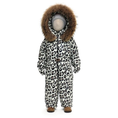 Комбинезон Pikolino, зимний, варежки в комплекте, для девочек, размер 92, белый, бежевый