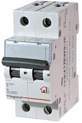 TX3 403987 Автоматический выключатель двухполюсный 20А (10 кА, B) Упаковка (5 шт.) Legrand - фото №2