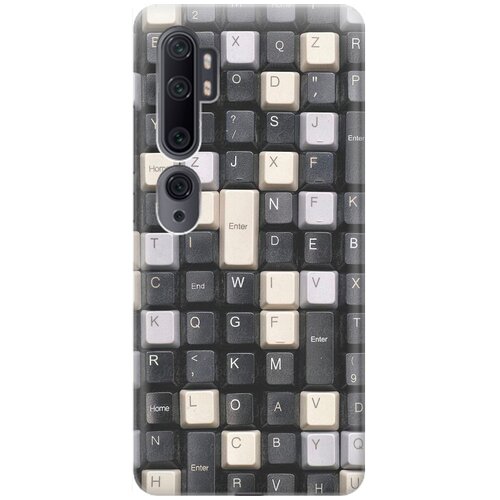фото Re:pa накладка transparent для xiaomi mi note 10 / note 10 pro с принтом "черно-белые клавиши"