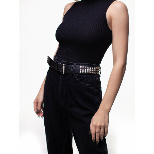 фото Ремень kijua, экокожа, металл, длина 112 см., черный