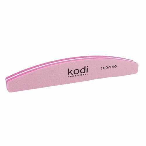 Баф для ногтей Kodi professional. Полумесяц, абразивность 100/180, цвет розовый, ( 178/30/12) 10шт в упаковке