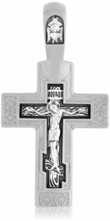 Крест нательный с Распятием Иисуса Христа и Молитвой, серебряный 11012013 TOP CRYSTAL