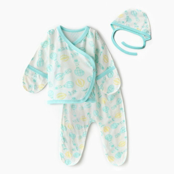 Юниор Текстиль Комплект для новорожденных, цвет молочный/воздушные шары, рост 62 см